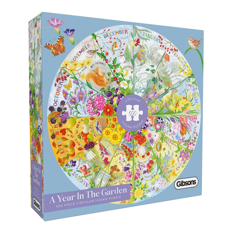 Puzzles Gibsons Games | A Year In The Garden 500 Piece Circular Jigsaw Puzzle