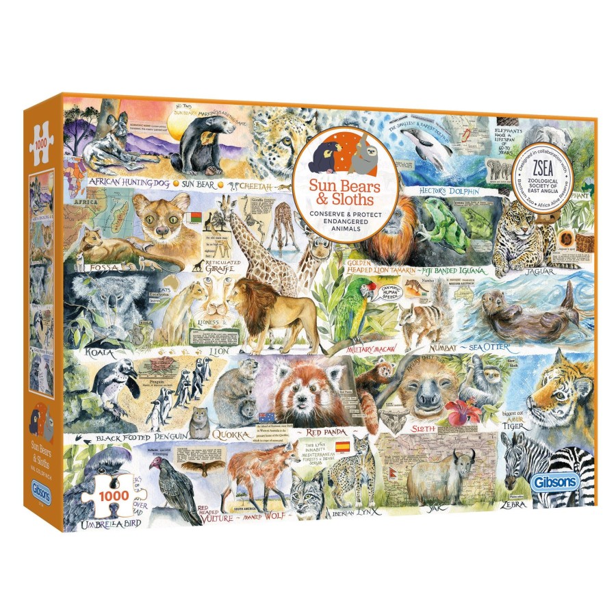 Puzzles Gibsons Games | Sun Bears & Sloths 1000 Piece Jigsaw Puzzle